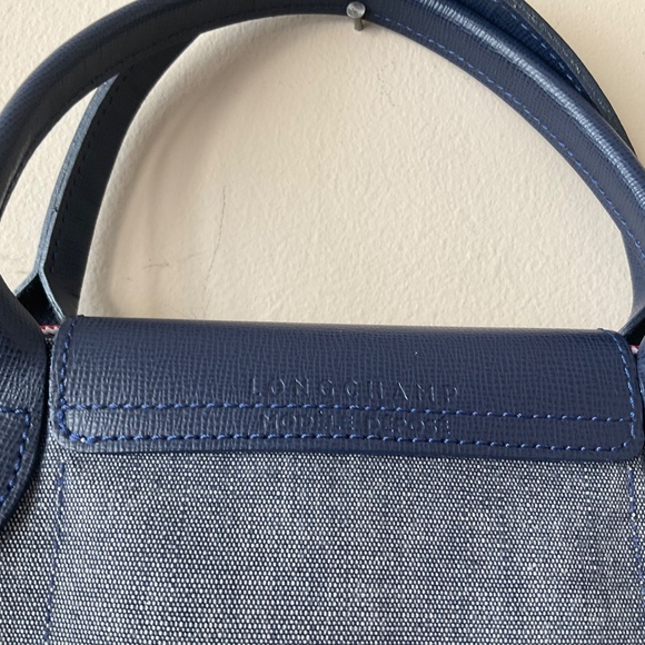 SOLD! Longchamp Navy Denim Horse Jockey Purse - Picture 7 of 16